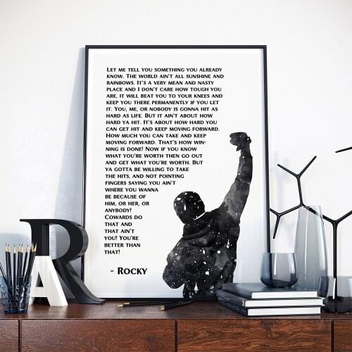 Canvas Painting Posters Rocky Inspirational Quote Wall Art Prints Modular Unique Pictures For Living Room Bedroom Home Decor
