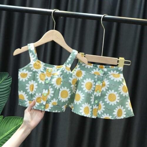 Summer Girls' Clothing Sets Korean Denim Short-sleeved T-shirt+High Waist Skirt 2PCS Baby Kids Clothes Suit Children Clothing