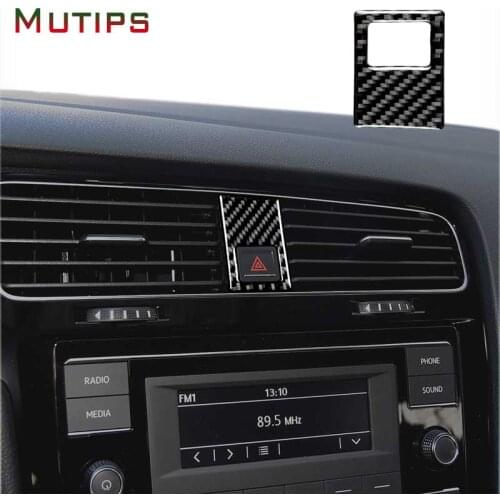 Mutips Car Warning Light Hazard Switch Cover Emergency Flasher Button Frame Trim Carbon Fiber For VW Golf 7 GTI MK7 2013-2017