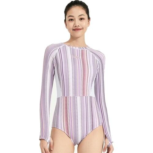 Snorkeling Swimsuit Sunscreen UPF 50+ Swimwear for Women Long Sleeve One Piece Swiming Wetsuit Bathing Suit Surfing Sexy White