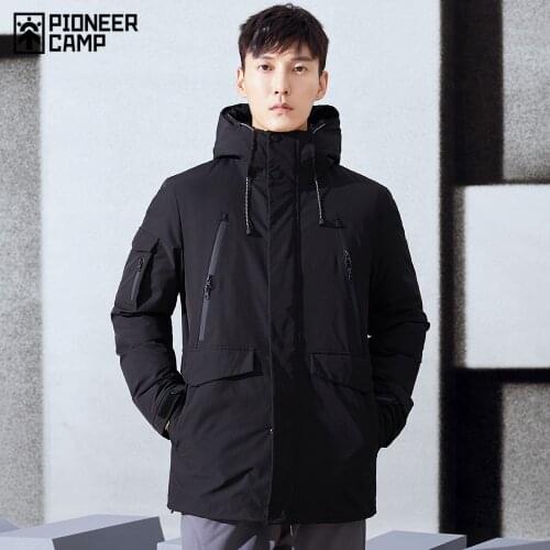 Pioneer Camp 2021 Winter Long Down Jackets Men Thick Warm Removable 3 Ways to Wear Coats for Mens Clothing AYR01031001
