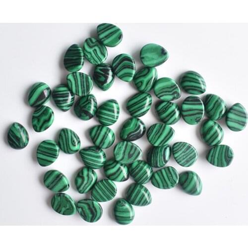 2020 Hot sell top quality Malachite stone drop CAB CABOCHON 8x10mm beads for jewelry making 50pcs/lot Wholesale free shipping