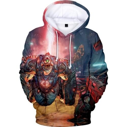 Sidno Hot Sale Doom Eternal Hoodies Men/Women Fashion Casual Harajuku Anime Hoodie 3D Print Doom Eternal Pullover Sweatshirt