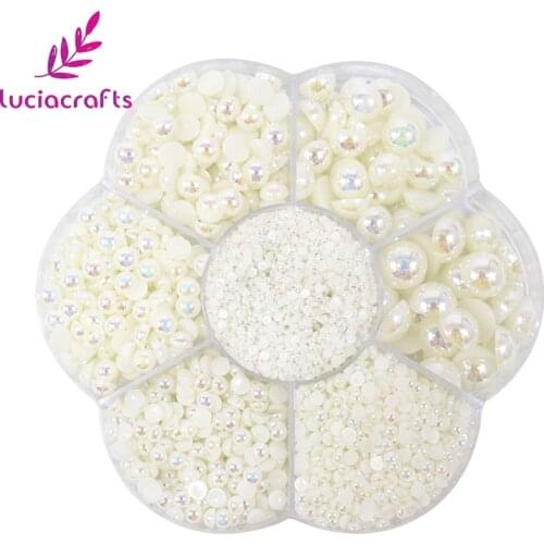 Lucia crafts Acrylic Half Round Pearls Beads Set Flatback Scrapbook Women DIY Craft Decor F1105