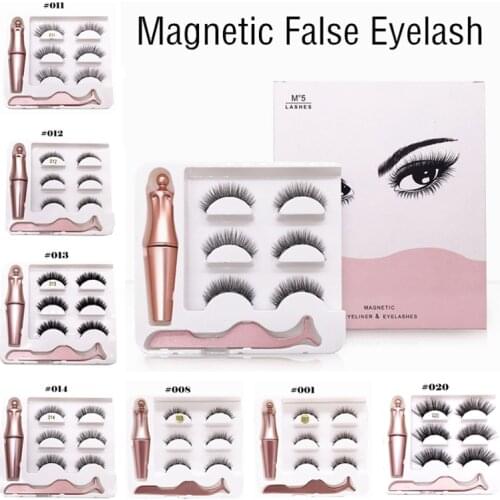 Magnet Lashes Magnetic Eyelashes 3D False Mink Eyelashes Magnetic Reusable Liquid Eyeliner&Magnetic False Eyelashes &Tweezer Set