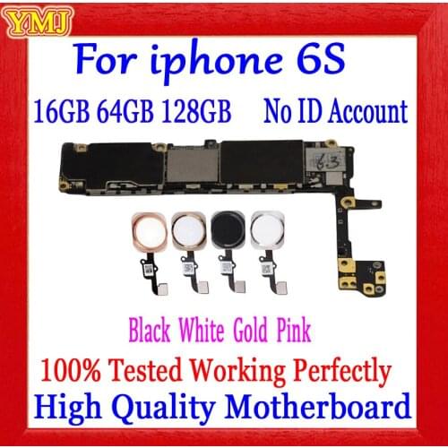 Factory Unlocked for iphone 6S 4.7 inch motherboard With/No Touch ID, 100% Original for iphone 6 Logic board with free iCloud