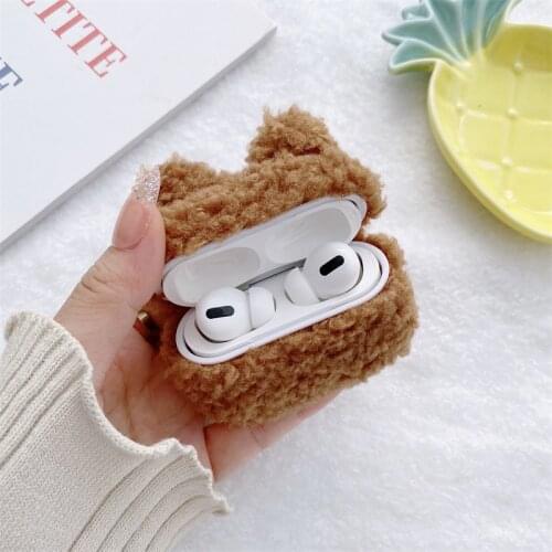 Cute Plush Bear Earphone Case for Apple Airpods pro Warm Fuzzy Fluffy Fur Cover For Apple Airpods