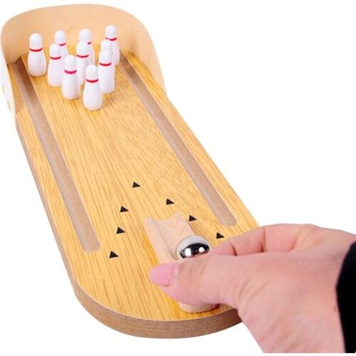 Mini Bowling Game Wooden Desktop Bowling Game Tabletop Bowling Toy For Kids Desktop Mini Bowling Game To Carry Around
