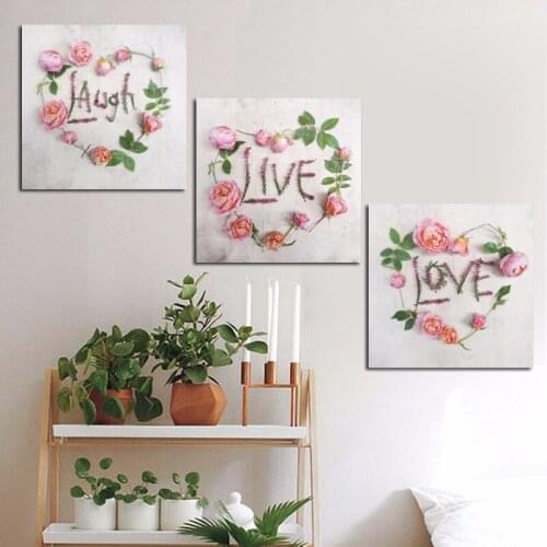 3 Panels Garland Flower Modern Nordic Minimalist Painting Scandinavian Poster Print Modular Wall Picture for Living Room Decor