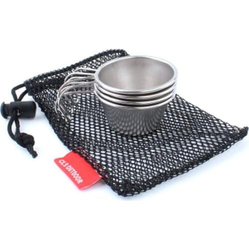 4-piece Set Outdoor Mini Wine Glass 304 Stainless Steel Portable Picnic Camping Small Coffee Cup Water Cup 50ml