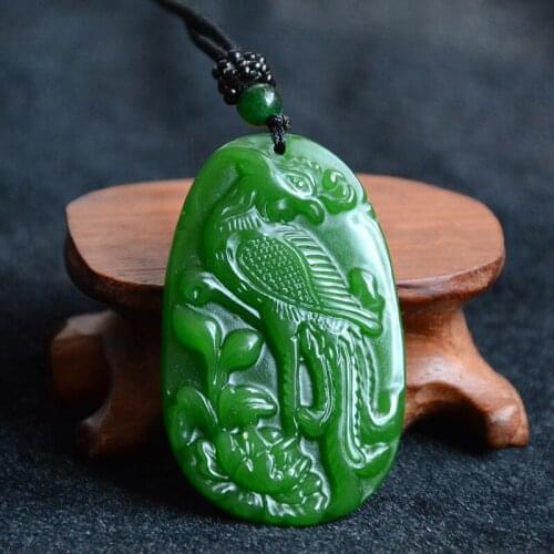 Natural Hetian Chinese Jasper Jade Pendant Hand Carving Phoenix Fashion Charm Jewelry Auspicious for Women Amulet Gifts