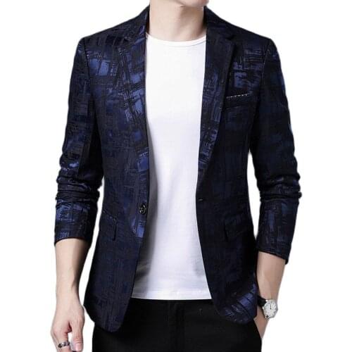 2019 New Autumn Winter Mens Classic Leopard Print Slim Fit Blazers Male Single Button Casual Business Suit Jacket Wine red Khaki