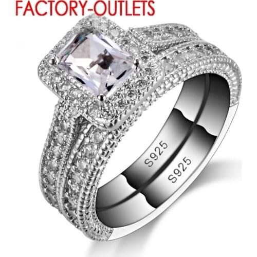 New White Crystal Cubic Zircon 925 Wedding Engagement Party Rings For Women Bridal Jewelry