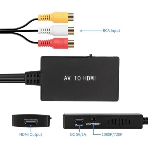 RCA to HDMI-compatible Converter to HDMI Adapter Support 1080P PAL/NTSC Compatible with PS1-3, Xbox, VCR, Blue-Ray DVD Players