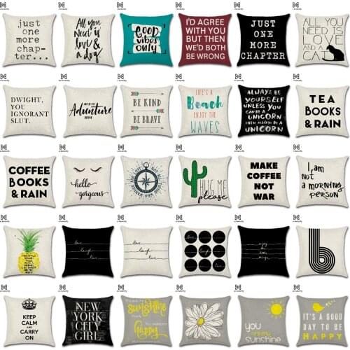 Nordic Simple Letters Phrase Print Linen Cushion Cover Modern Fashion Pillow Cover Livingroom Sofa Couch Throw Pillow Home Decor