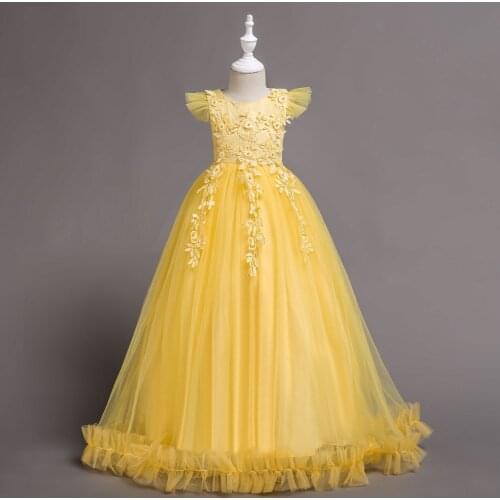 Multicolor Girl Lace Embroidery Christmas Birthday Party Dress Flower Wedding Gown Formal Kids Dresses For Girls Teen Clothes