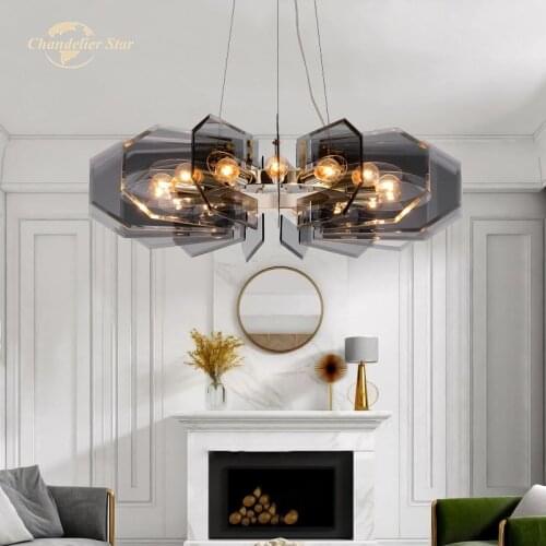 Luxury LED Chandeliers Lighting Modern Glass Metal Pendant Hanging Lamps Lustre Bedroom Living Room Villa indoor Lights Fixture