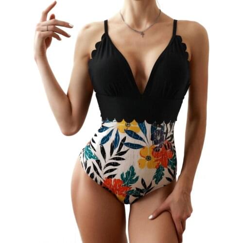 Sexy One Piece 2021 Swimsuit Women Swimwear Ruffle Bra Adjustable Shoulder Strap Bodysuit Bathing Suit Swim Wear