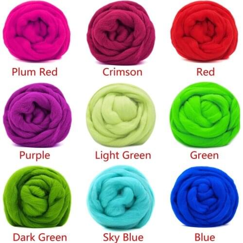 Felting Wool 100g (9 Colors) 19 Microns Super Soft Merino Wool Roving Wool Felt Wool Sheep Wool for Wool Felting Kit