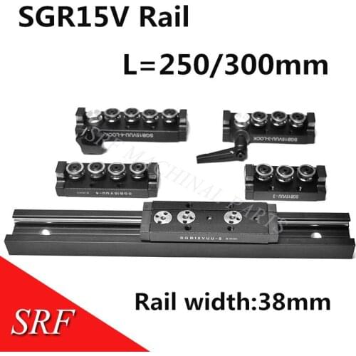 38mm width Aluminum Square Roller Linear Guide Rail SGR15V L=250/300mm Dual-axis linear guide slide block SGB15V for CNC parts