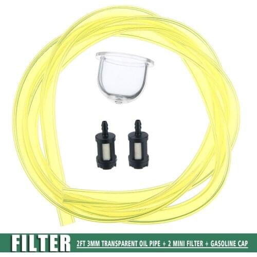 Pipe Oil Pipe Lawnmower Replacement 2FT 3mm Clear Fuel Pipes 2 Mini Filters For Chainsaw Accessories