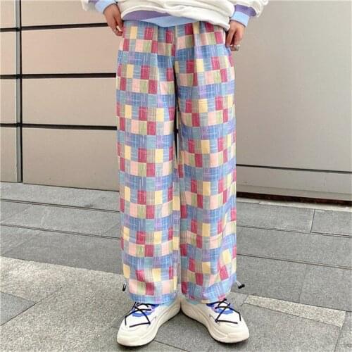 Loose Hip Hop Plaid Pants Fashion Girl Japanese Vintage Summer Pants Cool Punk Casual Funny Trousers Gothic Harajuku Basic Pants