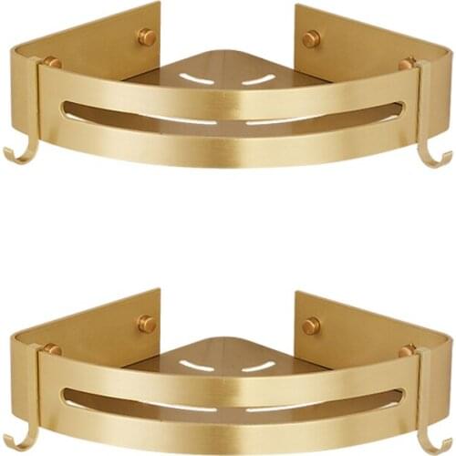 Corner Shelf Wall Mounted Bathroom Shelf Brushed Gold Aluminum Bath Shower Shelf Bath Shampoo Holder Corner shelf