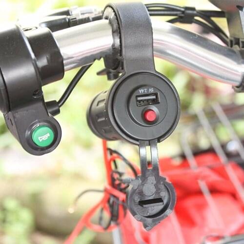 Waterproof Motorcycle Handlebar USB Charger With Switch Control Charging Socket Power Charger Adapter Moto Accessories