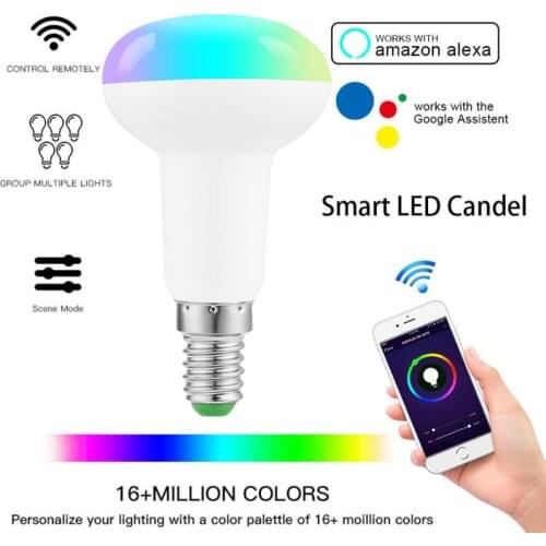 WiFi Smart Alexa Voice Control LED Bulb RGB Energy Saving Dimming Multicolor Smart Light Bulbs 7W E14 Smart Life APP Remote
