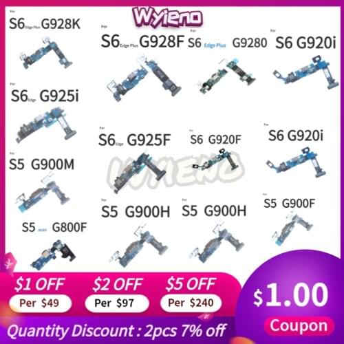 Wyieno Charging Port For Samsung Galaxy S5 Mini S6 edge Plus G920F USB Dock Charger Flex Cable MIC Board G900F G900H G900M G900A