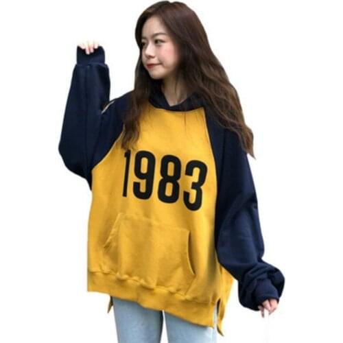 Autumn Winter Loose Korean Harajuku Hoodie Women 2020 Streetwear Long Bat Sleeve Tops Loose Women Sweatshirt