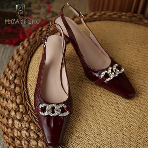 French retro elegant red sandals summer 2021 new crystal buckle strap thick heel high heel sandals women