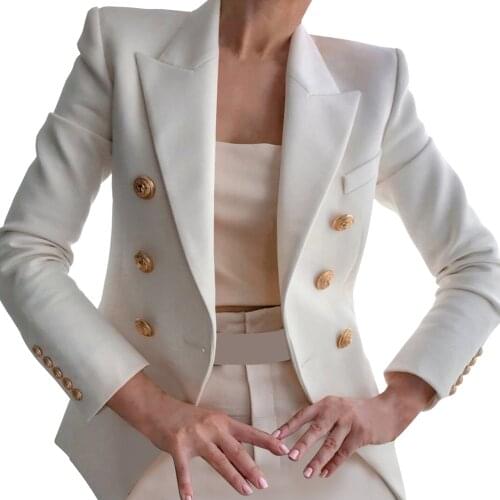 Work Office Lady Suit Slim 2021 Women Blazers Long-sleeved Temperament Double-breasted Casual Jacket Business Female Blazer Coat