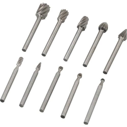 10pc/Set Drill Bit Woodworking Carving Tool Spiral Flute 1/8" Shank High Speed Steel Hand Tools Set