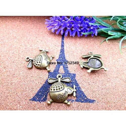 10pcs-Airplane Charms, Antique Tibetan Antique Bronze Toner Mini Aircraft plane charm pendants 22x25mm