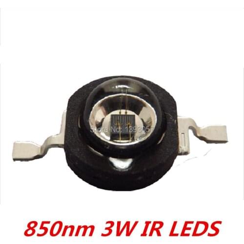 100 Pcs 3W Infrared IR 850nm High Power LED Bead Emitter DC1.8-2.2V CCTV Camera IR Diode for Security Black LEDs