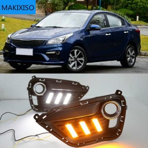 2pcs For KIA K2 RIO 2016-2017 LED DRL lights Daytime Running Light Daylight yellow Signal fog lamp Styling lights
