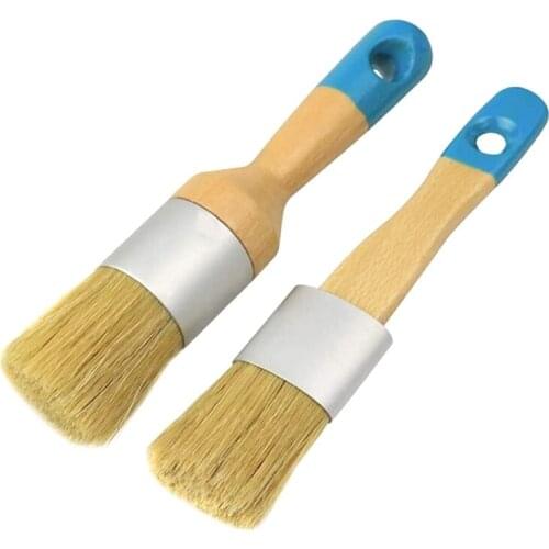 3 Pcs/Set Ergonomic Handle Chalk Wax Paint Brushes Bristle Stencil Brushes Tool