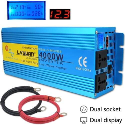4000W Pure Sine Wave Inversor DC 12V TO 110V 220V 50HZ/60HZ Car Inverter US /Universal Socket LED& LCD Digital Display Power