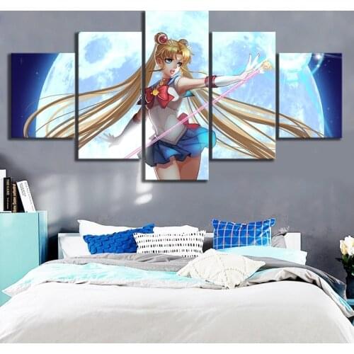 5 Piece Sailor Girl Anime HD Print Wall Art Canvas Art For Living Painting Wall Art Modern Home Decor Home Painting Artwork