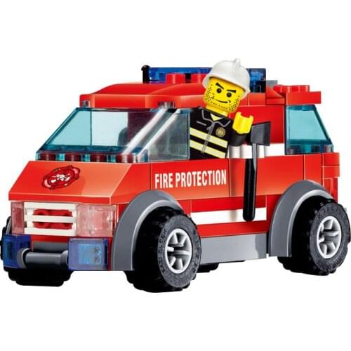 83pcs Kaizhi 8057 Fire Administration Aircraft Rescue Ladder Car Mini-particle Scene Building Block Toy Gifts