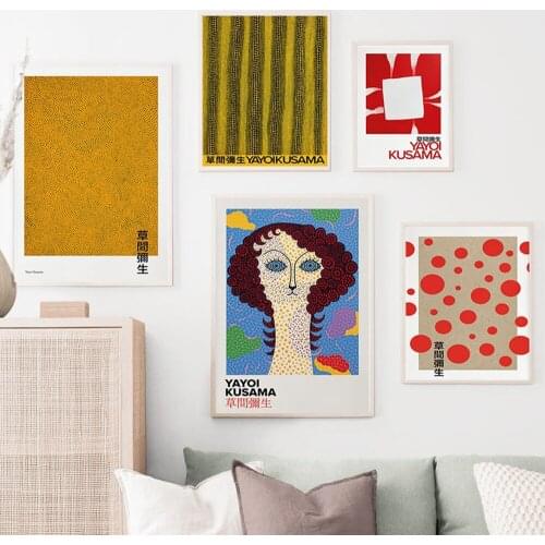 Abstract Pumpkin Dot Yayoi Kusama Vintage Wall Art Canvas Painting Nordic Posters And Prints Wall Pictures For Living Room Decor