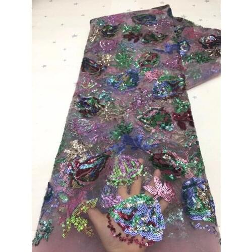 African French Sequined Tulle Lace Fabric 2021 High Quality Lace Nigerian Lace Material Womens Dress D4557