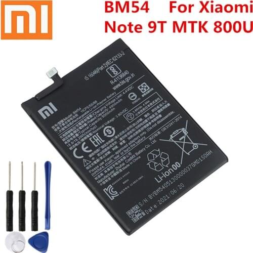 New Original High Quality BM54 5000mAh Battery For Xiaomi Note 9T MTK 800U + Tools