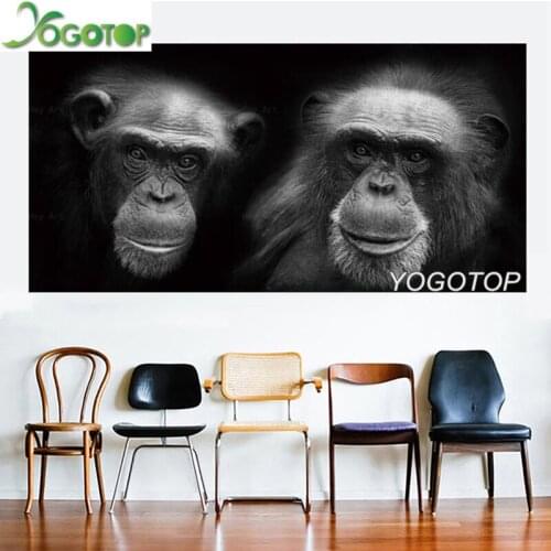 Large size Diy Diamond Painting full Diamond Embroidery black and white Animal leopard monkey orangutan owl cat picture YY1426