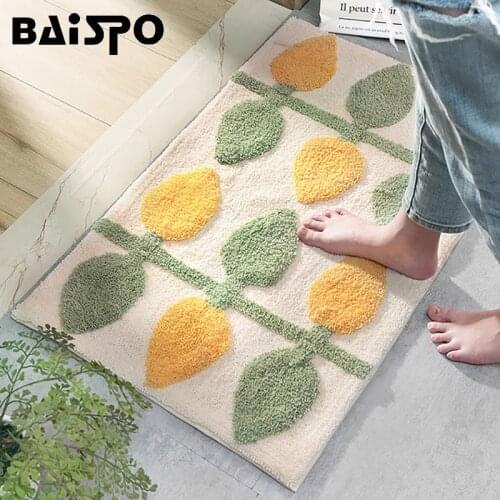 BAISPO Flocking Bath Mat On The Floor Anti Slip Absorbent Living Room Carpet Mat Simple Household Kitchen Bathroom Accessories