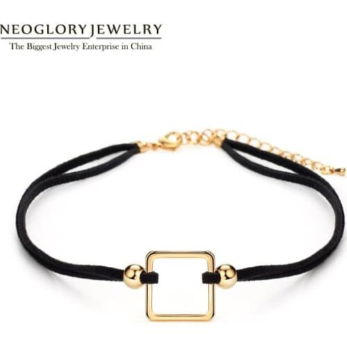 Neoglory Fashion Rose Gold Color Square Shaped Black Chain Choker Gothic Lolita Necklaces for Women Girls Hot Gift 2020 New CK