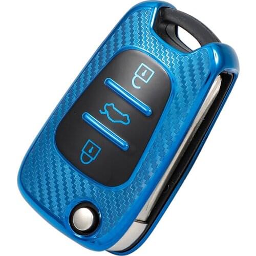 New Carbon Fiber TPU Car Key Case For Hyundai i20 i30 i40 IX25 Creta IX35 HB20 Solaris Elantra Accent For Kia K2 K5 Rio Sportage