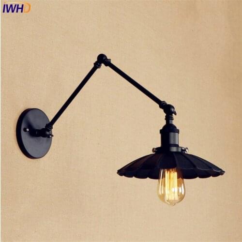 Black Retro Vintage LED Wall Light Edison Wandlamp Swing Long Arm Wall Lamp Loft Style Industrial Lighting Luminaire Lampen