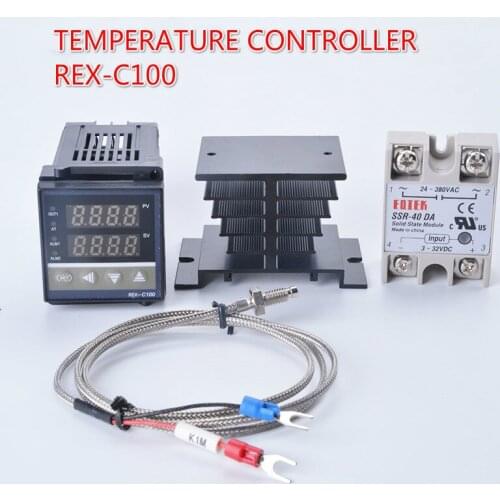 Digital PID Temperature Controller REX-C100 REX C100 Thermostat + 40DA SSR Relay+ K Thermocouple 1m Probe RKC
